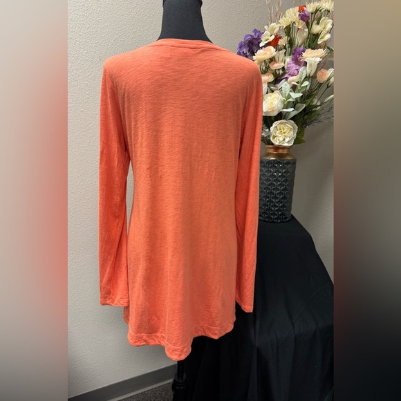 LOGO by Lori Goldstein Orange Long Sleeve Front Pocket Tunic size small - Picture 3 of 8